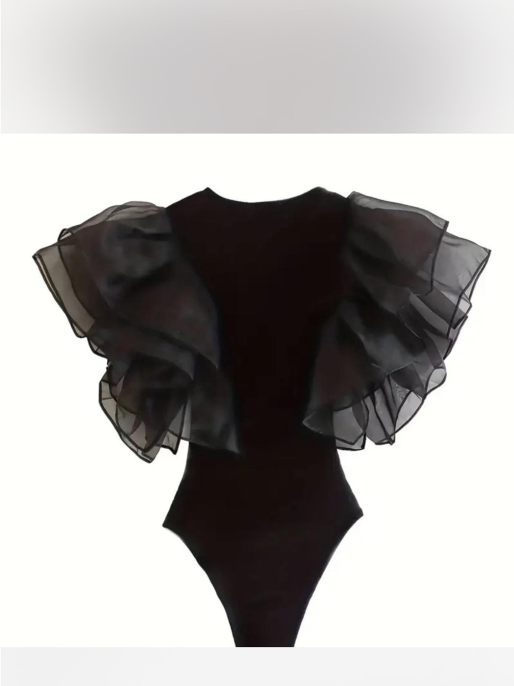 Black Ruffle-Sleeve Bodysuit